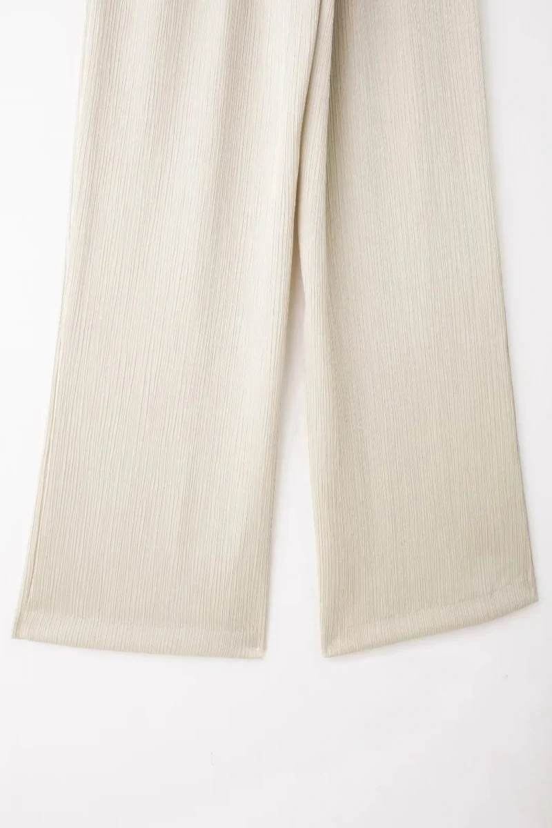 HH Women's Commuter Suit 2-piece Retro Wrinkle Effect Double-breasted Blazer + High-waisted Women's Casual Lace-up Trousers