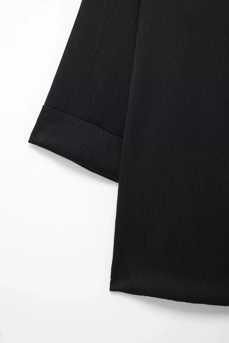 HH Women's Commuter Suit 2-piece Retro Wrinkle Effect Double-breasted Blazer + High-waisted Women's Casual Lace-up Trousers