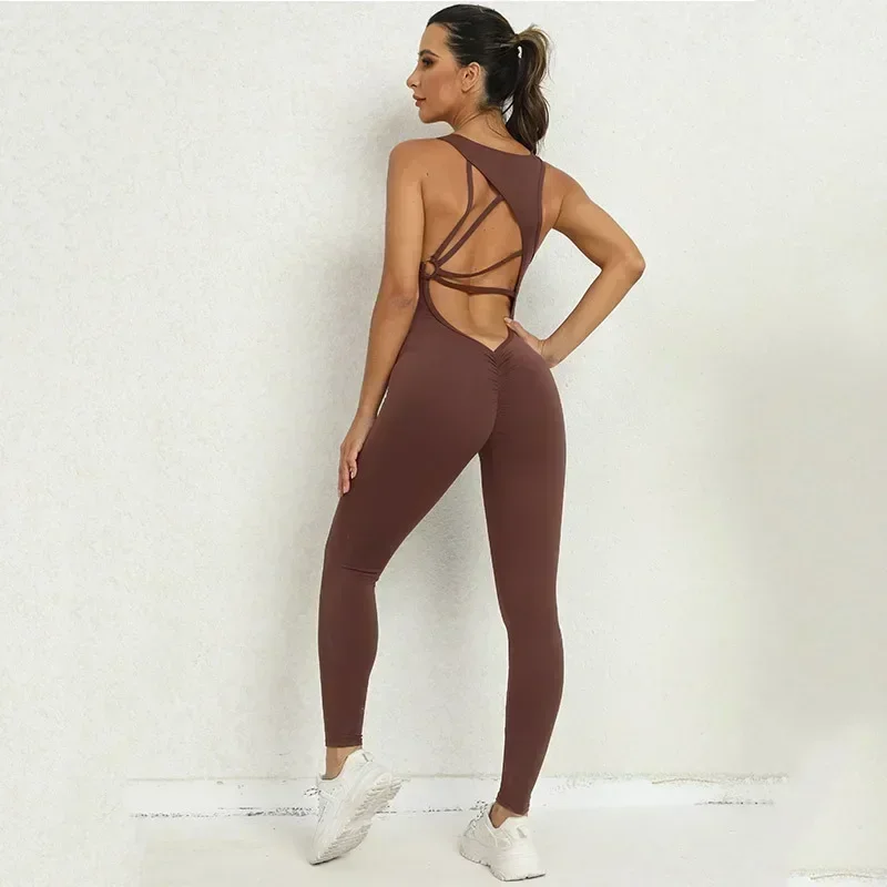 Seamless Yoga Jumpsuits Sports Fitness Set One-Piece Open back Sleeveless Running Quick Dry Gym romper Workout Clothes for Women