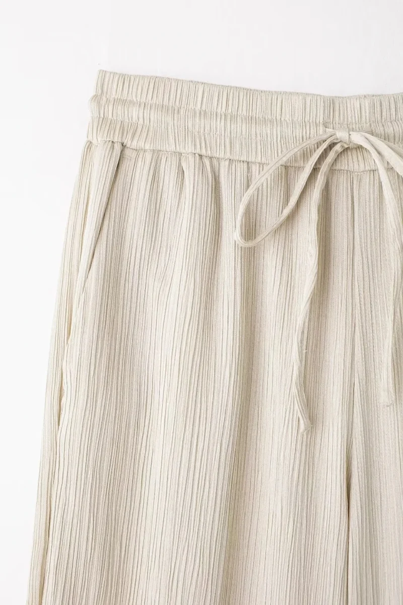 HH Women's Commuter Suit 2-piece Retro Wrinkle Effect Double-breasted Blazer + High-waisted Women's Casual Lace-up Trousers