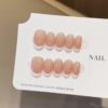 French Style Peach Milk Fake Nails