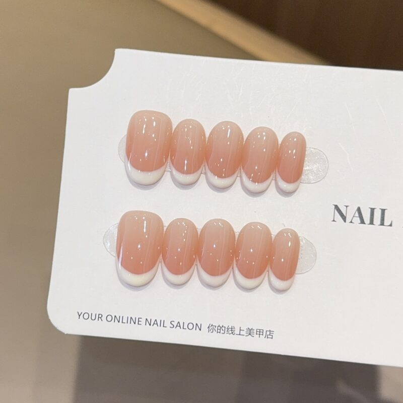 French Style Peach Milk Fake Nails