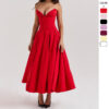 Spring women's dress, a sexy and hot girl sleeveless mid-length solid color strapless dress