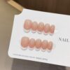 French Style Peach Milk Fake Nails