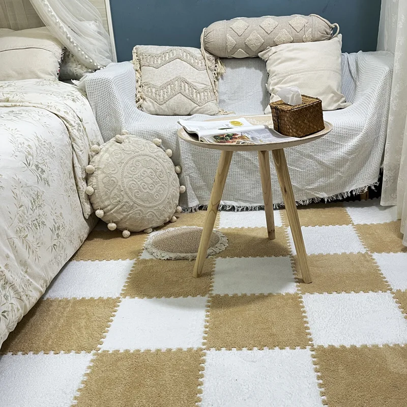 Soft Plush Warm Carpet Baby Play Mat Baby Bedroom Patchwork Carpet EVA Foam Interlocking Sports Floor Tiles Baby Warm Game Mat