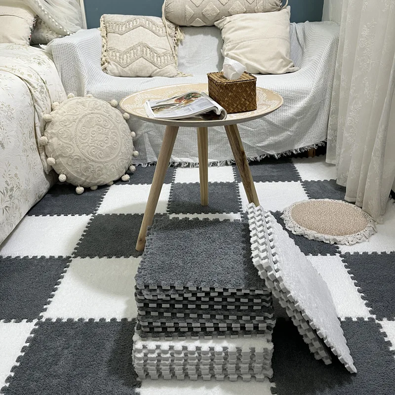 Soft Plush Warm Carpet Baby Play Mat Baby Bedroom Patchwork Carpet EVA Foam Interlocking Sports Floor Tiles Baby Warm Game Mat