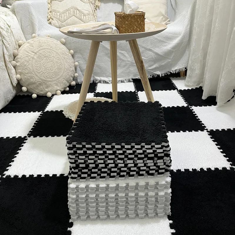 Soft Plush Warm Carpet Baby Play Mat Baby Bedroom Patchwork Carpet EVA Foam Interlocking Sports Floor Tiles Baby Warm Game Mat