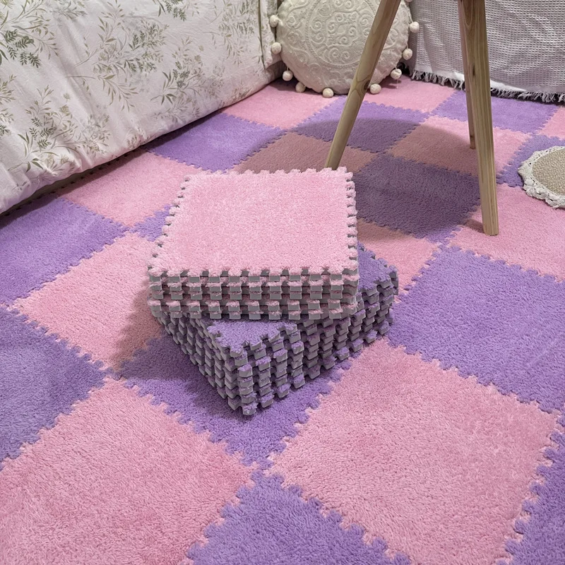 Soft Plush Warm Carpet Baby Play Mat Baby Bedroom Patchwork Carpet EVA Foam Interlocking Sports Floor Tiles Baby Warm Game Mat