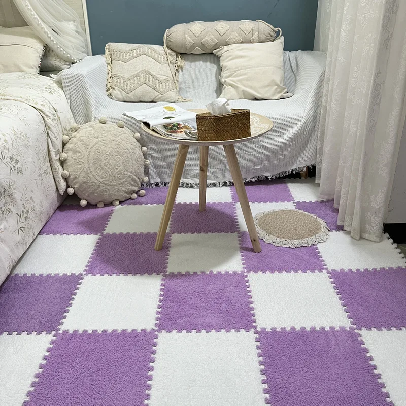 Soft Plush Warm Carpet Baby Play Mat Baby Bedroom Patchwork Carpet EVA Foam Interlocking Sports Floor Tiles Baby Warm Game Mat