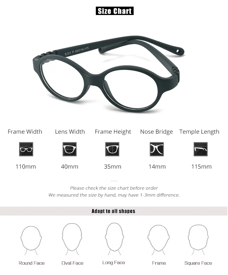 S1b034af73c1d43abb43a2c361aab8983V.webp Ralferty Unbreakable Baby Children's Eyeglass Frames Kids No Diopter Optic Prescription Glasses Frame With Strap Small Oval 1-3Y