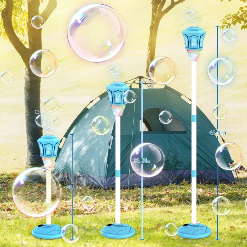 Automatic Vertical Bubble Machine 2.4GHz Remote Control Music Light Up Height Adjustable Outdoor Toy for Wedding Birthday Party