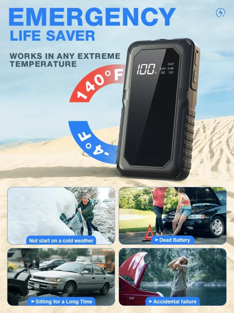 PAIVIROKU 2000A Peak Portable Car Jump Starter with Fast Wireless Charging (12V)