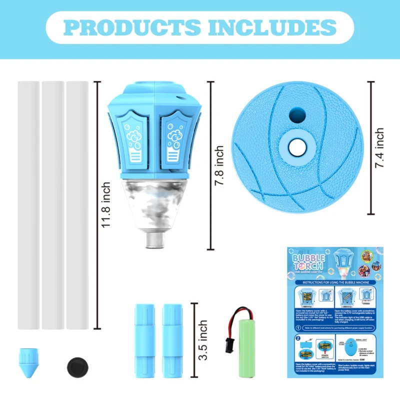 Automatic Vertical Bubble Machine 2.4GHz Remote Control Music Light Up Height Adjustable Outdoor Toy for Wedding Birthday Party