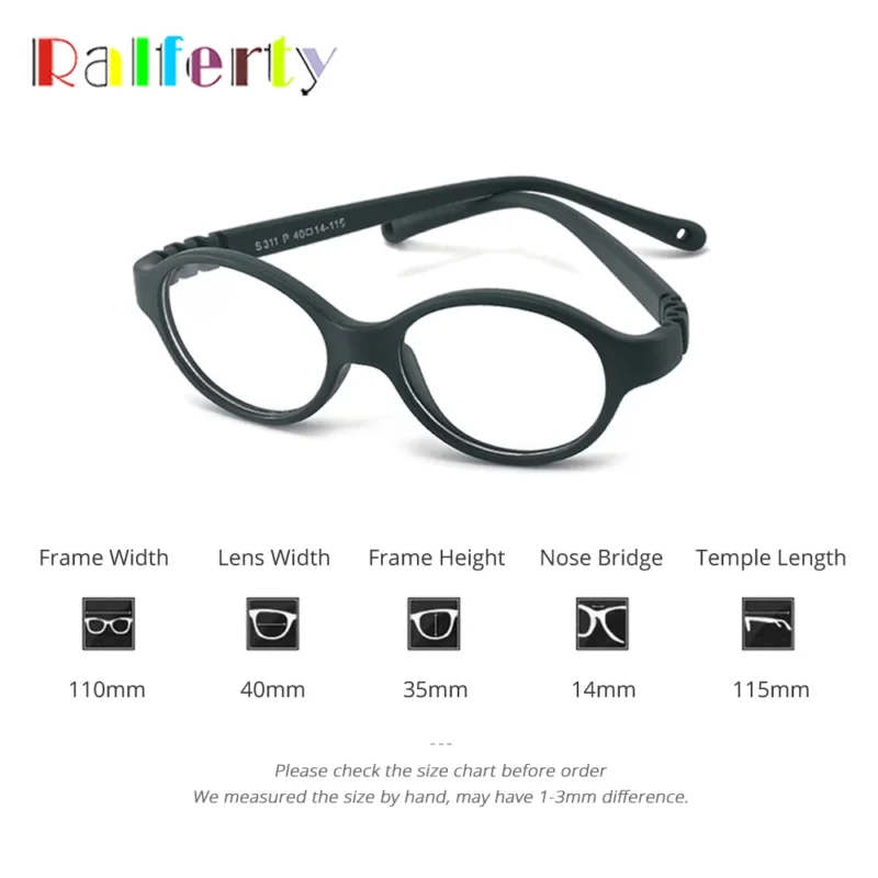 Sb5ade2276bee4e8a8229b2d7e4e61e59D.webp Ralferty Unbreakable Baby Children's Eyeglass Frames Kids No Diopter Optic Prescription Glasses Frame With Strap Small Oval 1-3Y