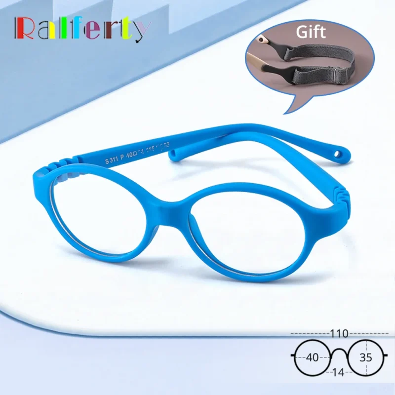 Sb793f4295bc445fe9121942ce19059c8c.webp Ralferty Unbreakable Baby Children's Eyeglass Frames Kids No Diopter Optic Prescription Glasses Frame With Strap Small Oval 1-3Y