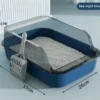 Semi-Enclosed Cat Litter Box – High-Sided Splashproof Pet Toilet Tray