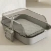 Semi-Enclosed Cat Litter Box – High-Sided Splashproof Pet Toilet Tray