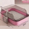Semi-Enclosed Cat Litter Box – High-Sided Splashproof Pet Toilet Tray