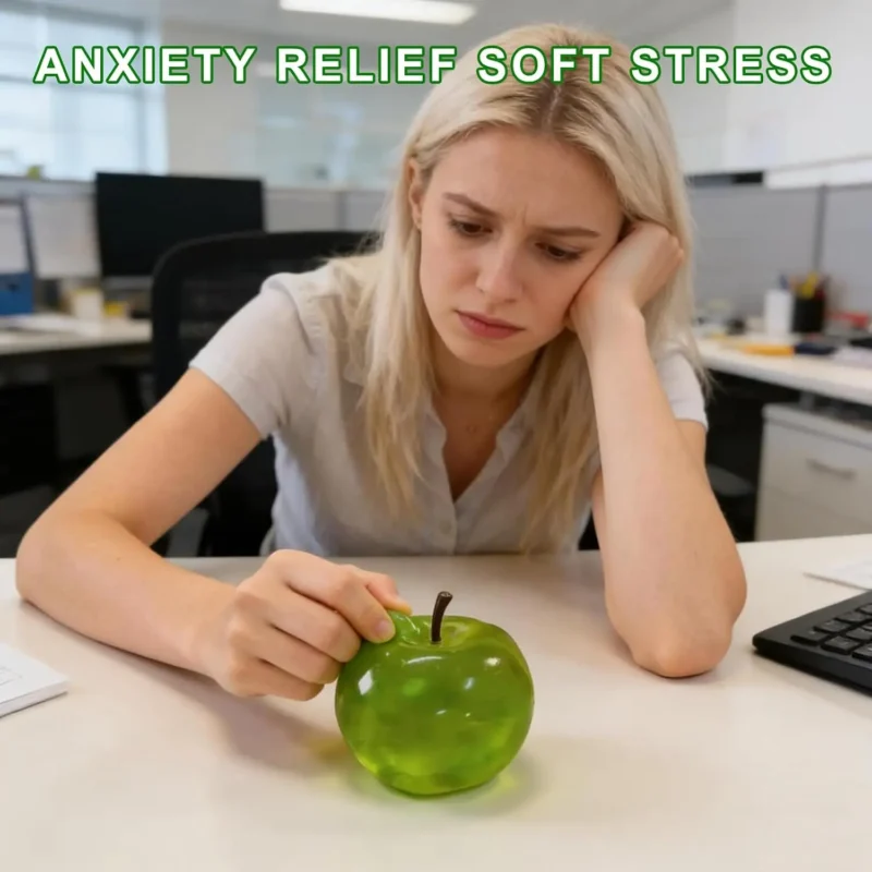 Translucent Green Apple Squishy Toy – Slow-Rising Sensory Stress Relief Fidget