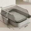 Semi-Enclosed Cat Litter Box – High-Sided Splashproof Pet Toilet Tray