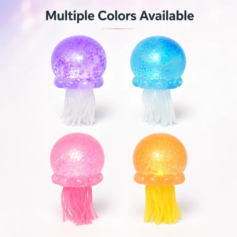 Sa36da3200c6b48009b8cfe2a0c3759eb0.webp Transparent Jellyfish Sequin Squishy Toy – Soft Stretchable Sensory Stress Relief Plush