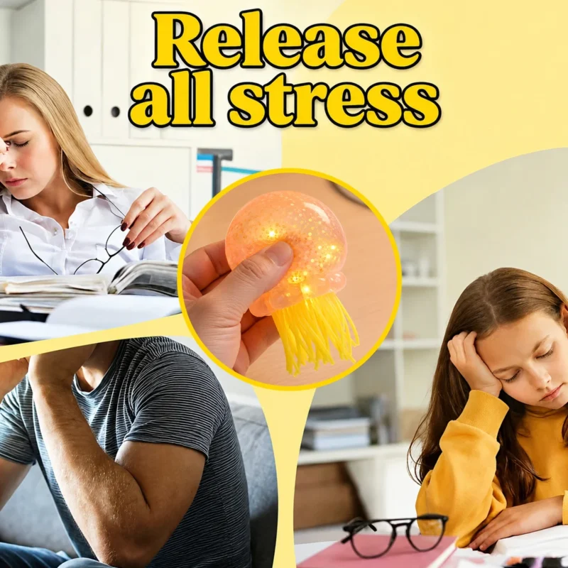 Sb5dd13a7e5d34d0cbf7a69dd0b2e983a8.webp Transparent Jellyfish Sequin Squishy Toy – Soft Stretchable Sensory Stress Relief Plush
