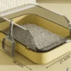 Semi-Enclosed Cat Litter Box – High-Sided Splashproof Pet Toilet Tray