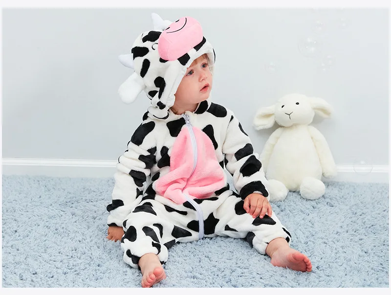 Cartoon Flannel Baby Rompers Unicorn Rabbit Dinosaur Pajamas Cotton Baby Boy Girls Animal Costume Baby Jumpsuit Kigurumi Outfits