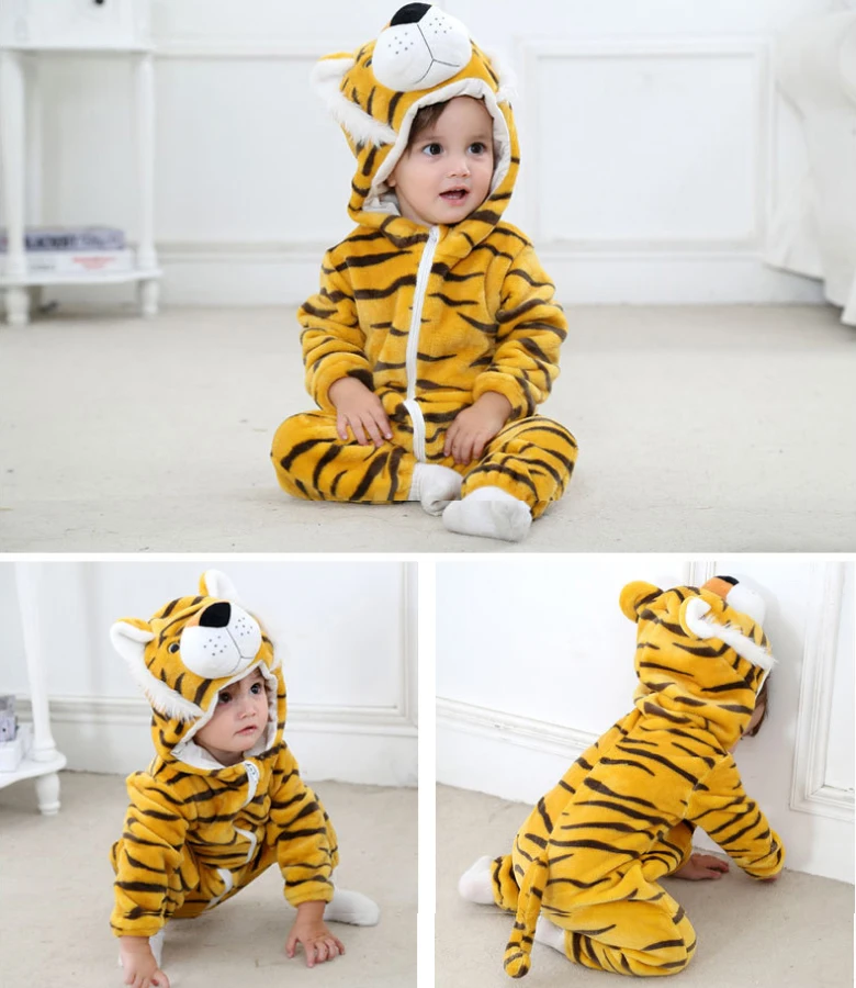 Cartoon Flannel Baby Rompers Unicorn Rabbit Dinosaur Pajamas Cotton Baby Boy Girls Animal Costume Baby Jumpsuit Kigurumi Outfits