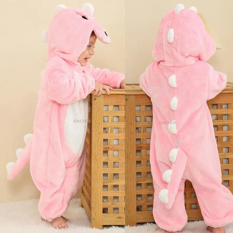 Cartoon Flannel Baby Rompers Unicorn Rabbit Dinosaur Pajamas Cotton Baby Boy Girls Animal Costume Baby Jumpsuit Kigurumi Outfits