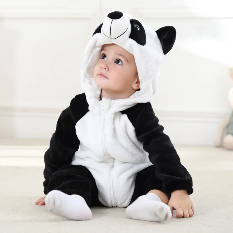 Cartoon Flannel Baby Rompers Unicorn Rabbit Dinosaur Pajamas Cotton Baby Boy Girls Animal Costume Baby Jumpsuit Kigurumi Outfits