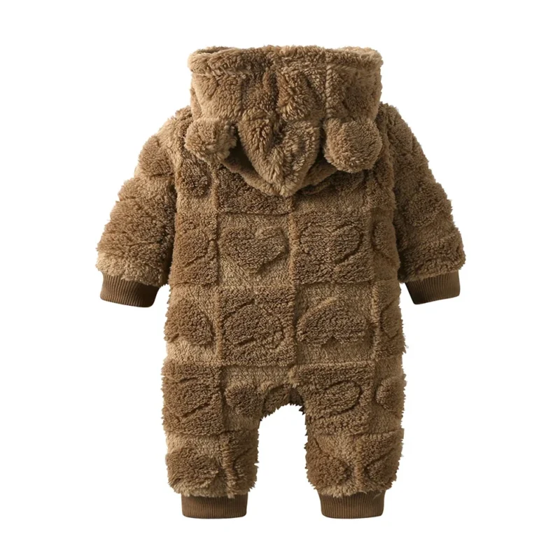 0-18Months Newborn Baby Romper Winter Thicken Flannel Warm Clothes Infant Boy Girl Oneies Pyjamas Heart-Shaped Hooded Jumpsuits