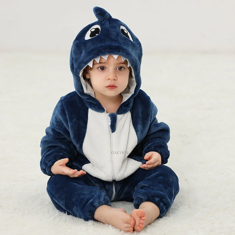 Cartoon Flannel Baby Rompers Unicorn Rabbit Dinosaur Pajamas Cotton Baby Boy Girls Animal Costume Baby Jumpsuit Kigurumi Outfits
