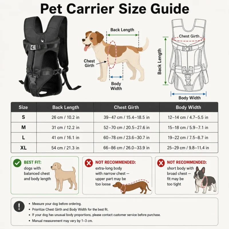 Pet Carrier Backpack for Dogs Cat Thickened Sponge Pet Front Dog Carrier Backpacks Portable Puppy Transportation Dog Bags